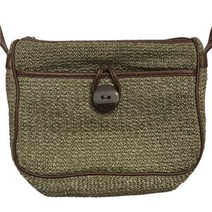 Vintage Exclusively For You Lord & Taylor Green Raffia Coated Crossbody